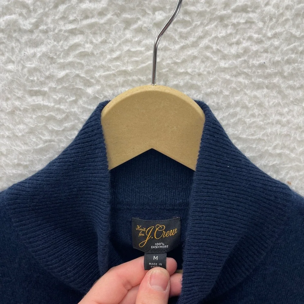 J Crew Sweater Mens Medium Cashmere Full Zip Mock Neck Cardigan Preppy Old Money